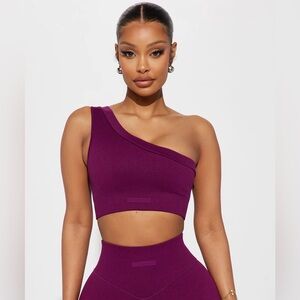 Fashion Nova Effortless Aurora Ribbed Seamless Sports Bra - Plum